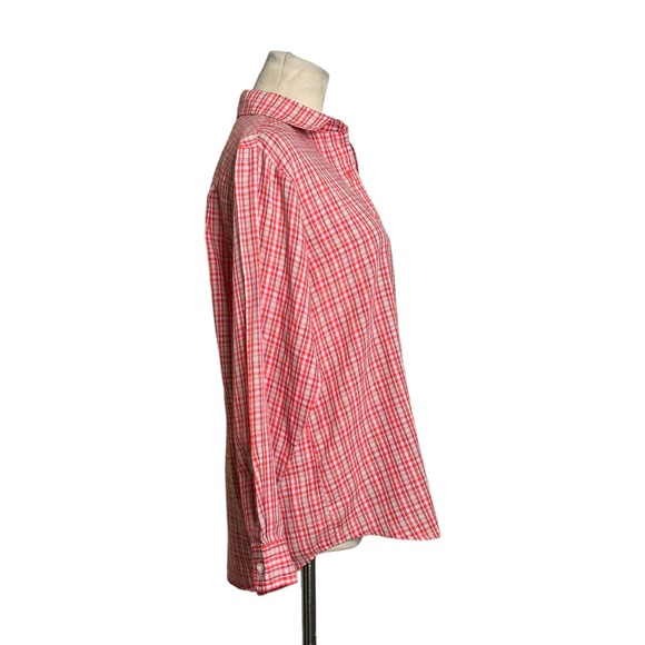 Ann Klein vintage red plaid long sleeves button shirt size 10 - Picture 7 of 12